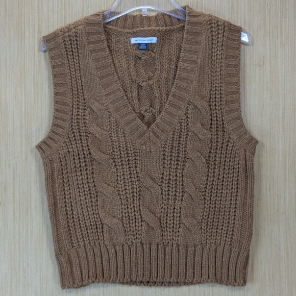 American Eagle Outfitters Sweaters - American Eagle Womens Preppy Heritage Retro Brown Cable Knit Sweater Vest Small